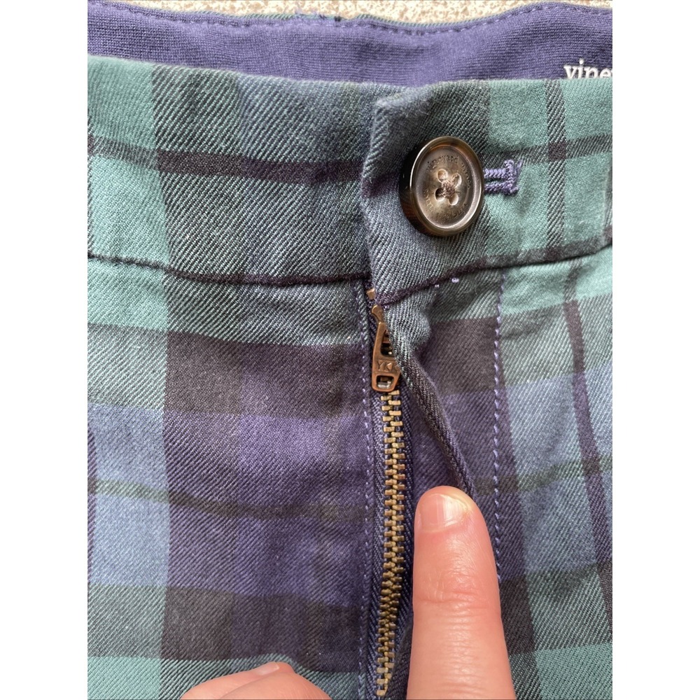Vineyard Vines Girls Plaid Pants Size 10 Blue Green Tartan Stretch Cotton Preppy - Picture 4 of 8